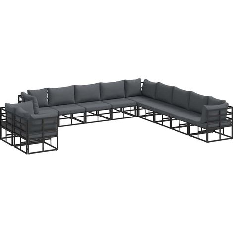 Maison Exclusive - Set Divano da Giardino con cuscino 11 pcs Nero Alluminio