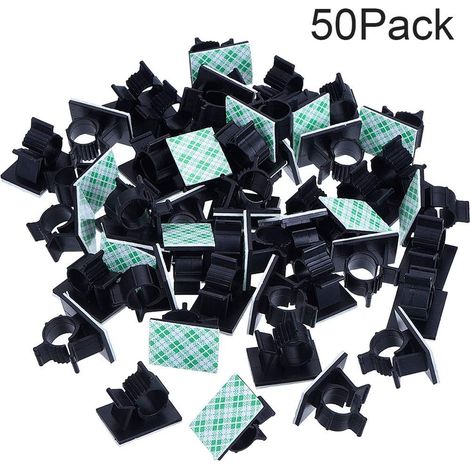 Confezione da 50 fermacavi autoadesivi regolabili in nylon nero - AquaForge (1/5)