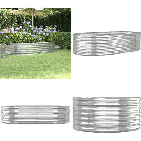 Lit surélevé de jardin Acier enduit de poudre Argenté - Jardinière Surélevée - Bac À Fleurs - Pots De Fleurs Extérieur - Décoration Jardin - Pot Plante Métal - Home & Living (1/5)