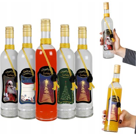 10 botellas de cristal navideño de 500 ml, decoradas de primera calidad, para vodka y tinturas.