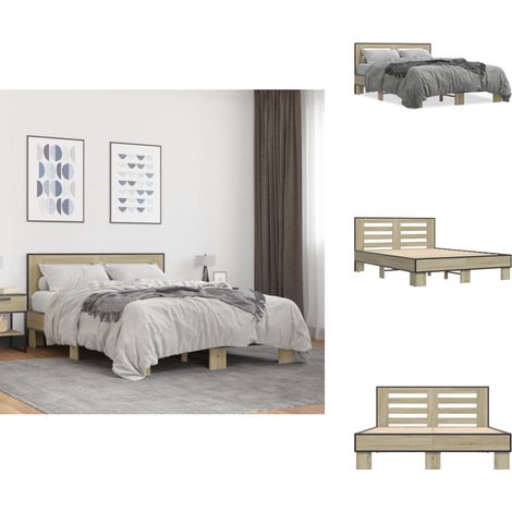Cadre de lit sans matelas chêne sonoma 140x190 cm - Cadre De Lit - Lit Double - Lit En Bois - Lit Chêne Sonoma - Literie (1/5)