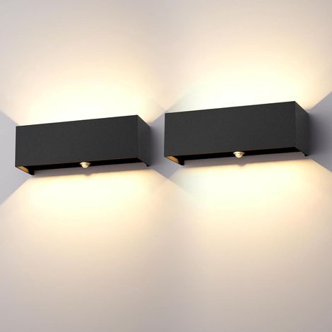 30W Applique avec détecteur de mouvement, 2PCS Applique murale exterieur/interieur,IP65 3000K,Applique détecteur de mouvement,Noir (1/5)