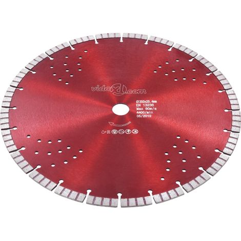 vidaXL Disco da Taglio Diamantato con Turbo e Fori in Acciaio 350 mm