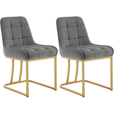 WOLTU 2x Velluto Sedie Moderne sala Pranzo Salotto Cucina Seduta, Grigio scuro