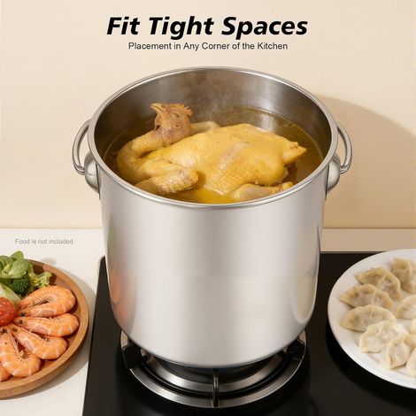 Seau de cuisine en acier inoxydable de 12l avec couvercle - Seau de cuisine avec poignée pour aliments, produits chimiques, lessive, adhésifs (1/5)