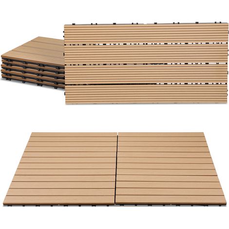 TolleTour Set di 42 piastrelle per decking in WPC, 4 listelli, 7 m², 30 x 60 cm, Teak, piastrelle in legno composito ad incastro