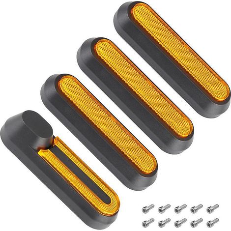 4-teiliges Felgenzier-Set für Elektroroller, Reflektorstreifen, Gabelkappe, Radseitenzierleiste, Schwarz-Orange