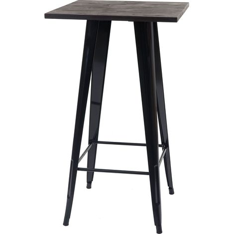 Tavolo alto da bar bistrot in legno design industriale in metallo 107x60x60 cm nero 040005123