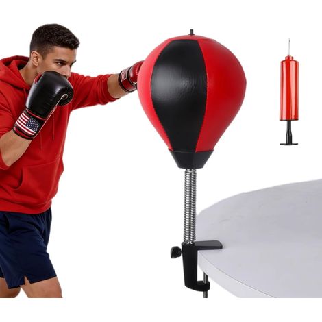 Mini sac de frappe de bureau anti-stress avec pince de table et pompe à air incluse (1/5)