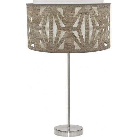 Sobremesa Alto Katerina 1xe27 Niquel/madera Gris 61x30x30 Cm
