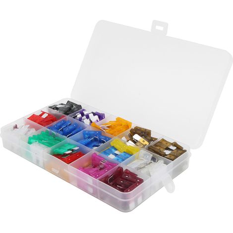 Jeu de 150 fusibles à lames pour voiture : 2 A/3 A/5 A/7,5 A/10 A/15 A/20 A/25 A/30 A/35 A/40 A (1/5)
