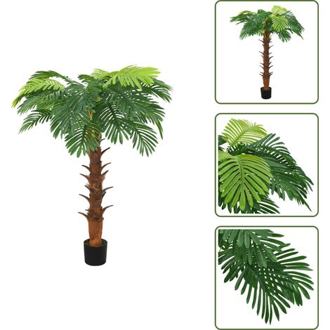 The Living Store Palma Cycas Artificiale con Vaso 160 cm Verde - Palma cycas