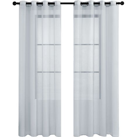 Rideaux blancs transparents, légers et aériens, 2 pièces par paquet, 132240cm, adaptés au salon. (1/5)
