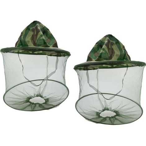 Lot de 2 - Masque d'apiculteur/casquette de protection contre les mouches/moustiques avec filet- adapté au camouflage pour la pêche en extérieur. (1/5)