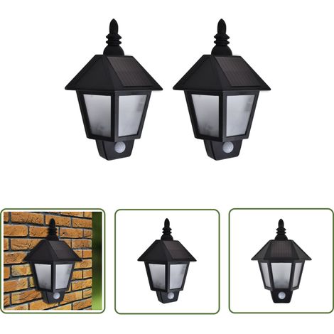 The Living Store Solar-Wandleuchten 2 Stk. mit Bewegungsmelder Schwarz - Solarlaterne - Außenscheinwerfer - Bewegungsmelder - Gartenbeleuchtung - Terrasse Beleuchtet (1/5)