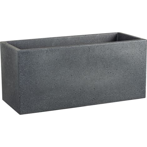 Scheurich C-Cube Long 60, Pflanzgefäß/Blumentopf/Pflanzkübel, rechteckig, aus Kunststoff Farbe: Stony Black, 58,5 cm Breite, 25 cm Tiefe, 26,5 cm hoch, 21 l Vol.