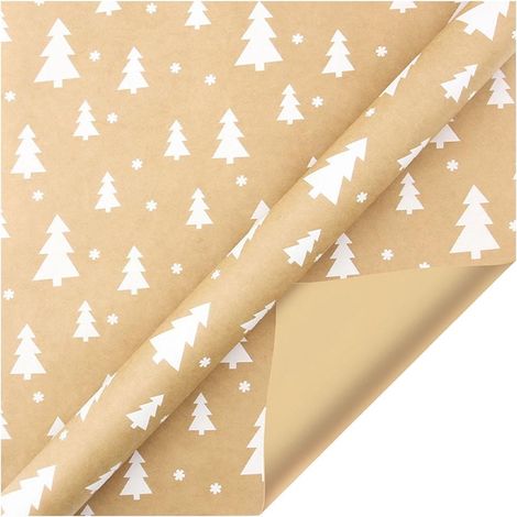 Papier D Emballage Cadeau - Papier Kraft 80 G Avec Motifs De Noel - Pour Emballage Cadeau Fait Maison Et Deco Festive - 1 Feuille 100 X 44 Cm (1/5)