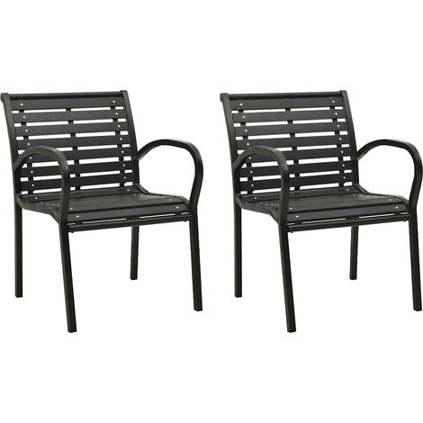 312034 vidaXL Garden Chairs 2 pcs Steel and WPC Black (1/5)