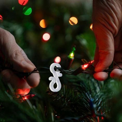 200 crochets de gouttière en plastique, clips en S pour guirlandes lumineuses de Noël (1/5)