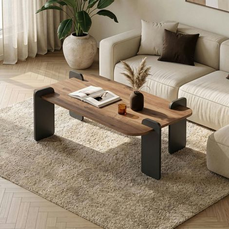 Table basse rectangulaire décor pin et anthracite MARFA (1/5)