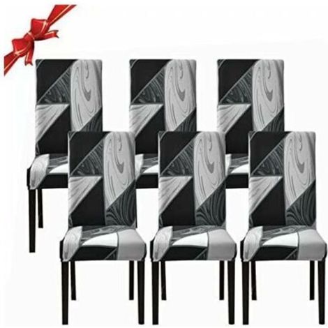Housse de Chaise Salle à Manger Extensible 6 Pièces.Housse de Chaise Universelle Lavables.Couverture de Chaise Facile à Nettoyer pour Décor Salle à Manger Hôtel Restaurant(Noire.par 6)