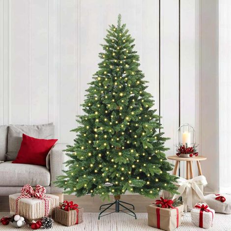 Künstlicher Weihnachtsbaum mit 300 LEDs Grün 210 cm PE und PVC