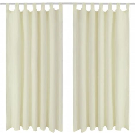 Rideaux en satin de microfibre beige perforés, mesurant 140 x 245 cm. (1/5)