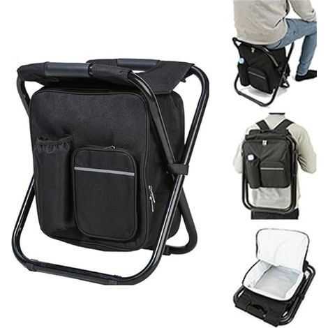 Tabouret Pliable Sac à Dos - Sac Réfrigéré Isolé - Pour Pique-Nique Camping Randonnée Plage - 1 Pièce (1/3)