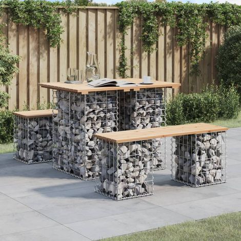 vidaXL Tavolo da giardino in gabbione design 100x70x72 cm in legno massello di pino