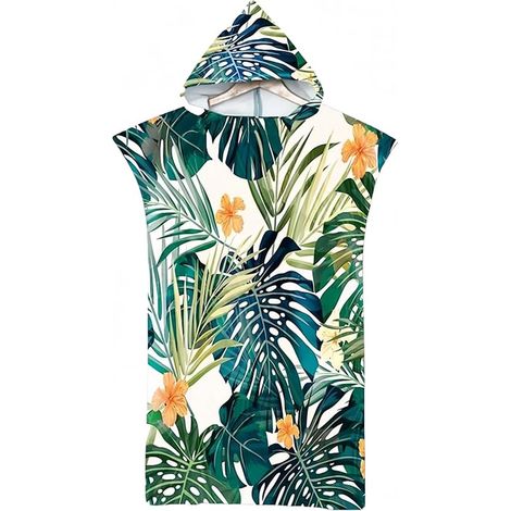Serviette de plage à capuche pour adulte - Peignoir à langer - Poncho - Couverture pour la plage, le surf, la natation, le bain - 15 - 85 x 110 cm (1/5)
