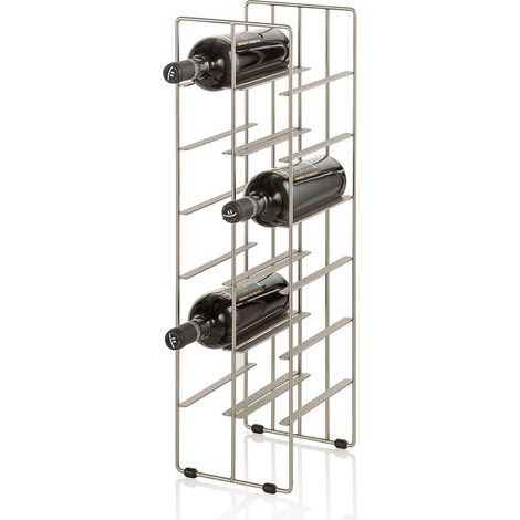 Portabottiglie in metallo satinato moderno 12 bottiglie di vino Jin