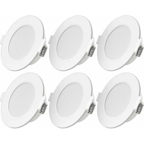 Spot LED encastrable ultra-plat 6W LED Spot 230V IP44 Blanc chaud Lot de 6 lampes LED encastrables Profondeur d\\'encastrement 26mm Mini Slim Spot de plafond pour salle de bain Salon (1/4)