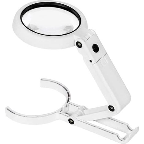 Lupa de mano - Soporte de sobremesa plegable con 6 luces LED - Lupa de lectura con soporte plegable - Diámetro: 75 mm (1/5)