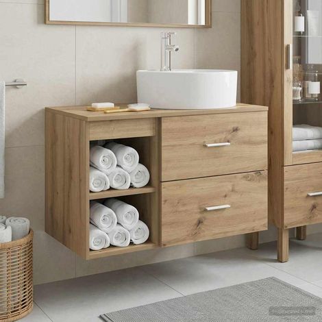 Juego de muebles de baño 2 pcs Roble Artesanal