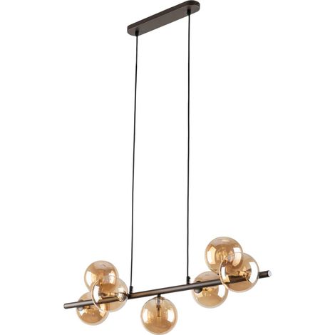 Suspension métal verre fumé H : max. 153 cm marron ambre G9 suspension moderne allongée (1/5)