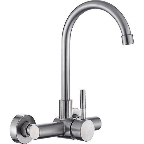 robinet En Acier Inoxydable 304 Dans Le Robinet Mural Grand Robinet De Piscine Lessive Chaud Et Froid Incurv (1/4)