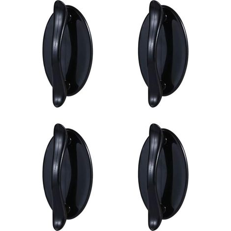 Poignée de porte adhésive noire, lot de 4 – Plastique ABS – Installation sans outil – Pour portes, fenêtres et tiroirs (1/5)