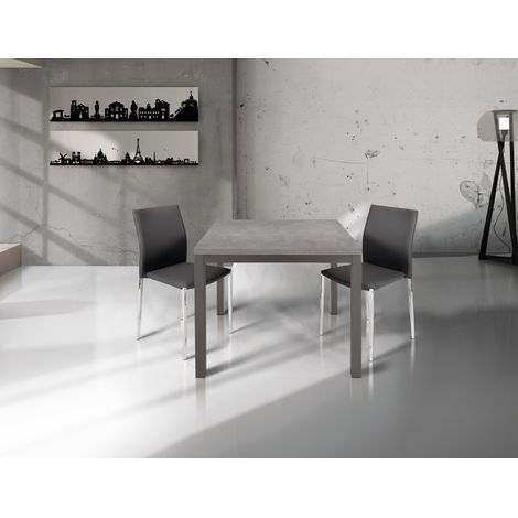 Tavolo quadrato 90x90 allungabile a 180 cm apribile a libro in finitura Cemento