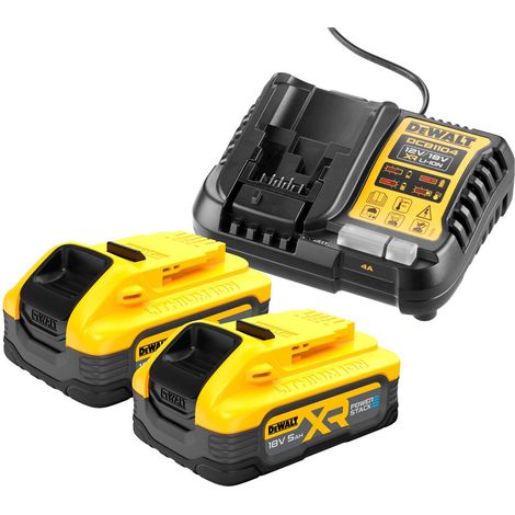 DeWalt DCB1104H2-GB 18V PowerStack Battery Set - 2x 5Ah PowerStack Batteries &amp DCB1104 Charger (1/2)