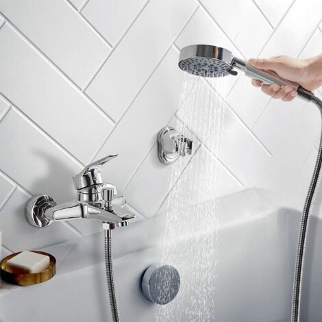 Mitigeur Douche Mitigeur Robinet de Baignoire Ensemble de Douche Chromé (1/5)