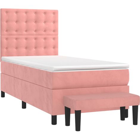 Maison Exclusive - Giroletto a Molle con Materasso Rosa 90x200 cm in Velluto
