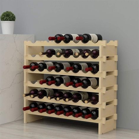 Range Bouteille Vin Étagère à Bouteille en Bois Porte-Bouteilles Casier à Bouteilles Casier à Vin Range Bouteille avec 6 Étagères pour 48 Bouteilles de vin, 90x30x81cm (1/5)
