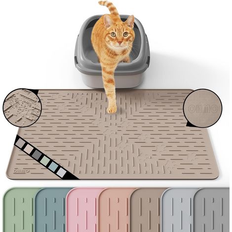1 Tapis Litiere Chat, Silicone Imperméable, Antidérapant 60x40cm, Pour Bac à Litière