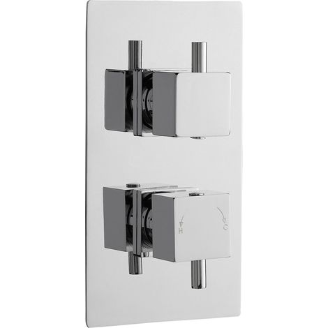 Square Concealed Twin Thermostatic Shower Valve (1 Outlet) - Chrome