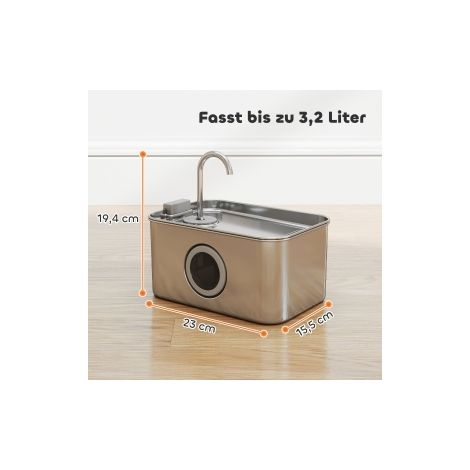 Fuente de agua para gato 3,2 L en acero inoxidable con bomba silenciosa y filtro DESVIAE (1/3)