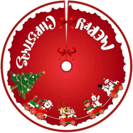Pair Jupe de Sapin de Noël Rouge, Couverture Sapin de Noël, Christmas Tree Skirt Plaid écossais Couvre Pied Sapin Noel Decoration Fête de Sapin Jupe de Sapin Peluche d'arbre de Noël Tapis, 90CM