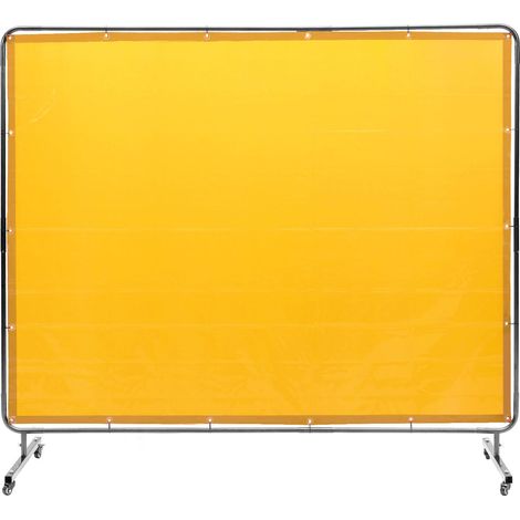 Écran de soudure avec cadre, 6' x 8', vinyle ignifuge, protection mobile sur 4 roues pivotantes (2 freinables), pour atelier industriel. (1/5)