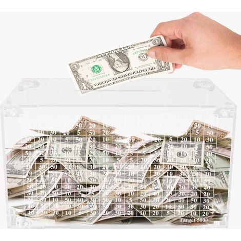 BEBUSINGOTO Tirelire pour adultes, tirelire pour adultes avec compteur pour objectif d'épargne de 5 000 , tirelire transparente pour garçons et filles, tirelire ouvrable pendant 225 jours (1/5)