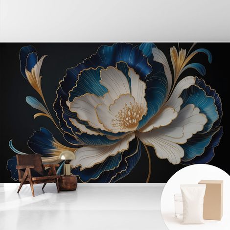 Papier peint avec colle pour décoration moderne de salon chambre à coucher cuisine et bureau Facile Motif floral 416x254 cm (1/5)