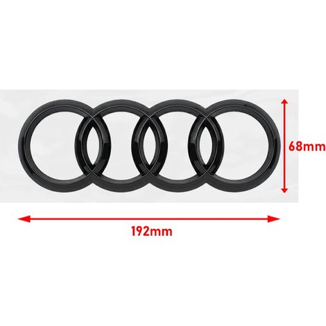 (192 mm Noir brillant, Audi) - Convient pour Audi A3 2003-2020 Logo 4 anneaux ABS Voiture 273 mm Capot Calandre avant 192 mm Autocollant arrière Quarrto Accessoires emblèmes automobiles (1/5)